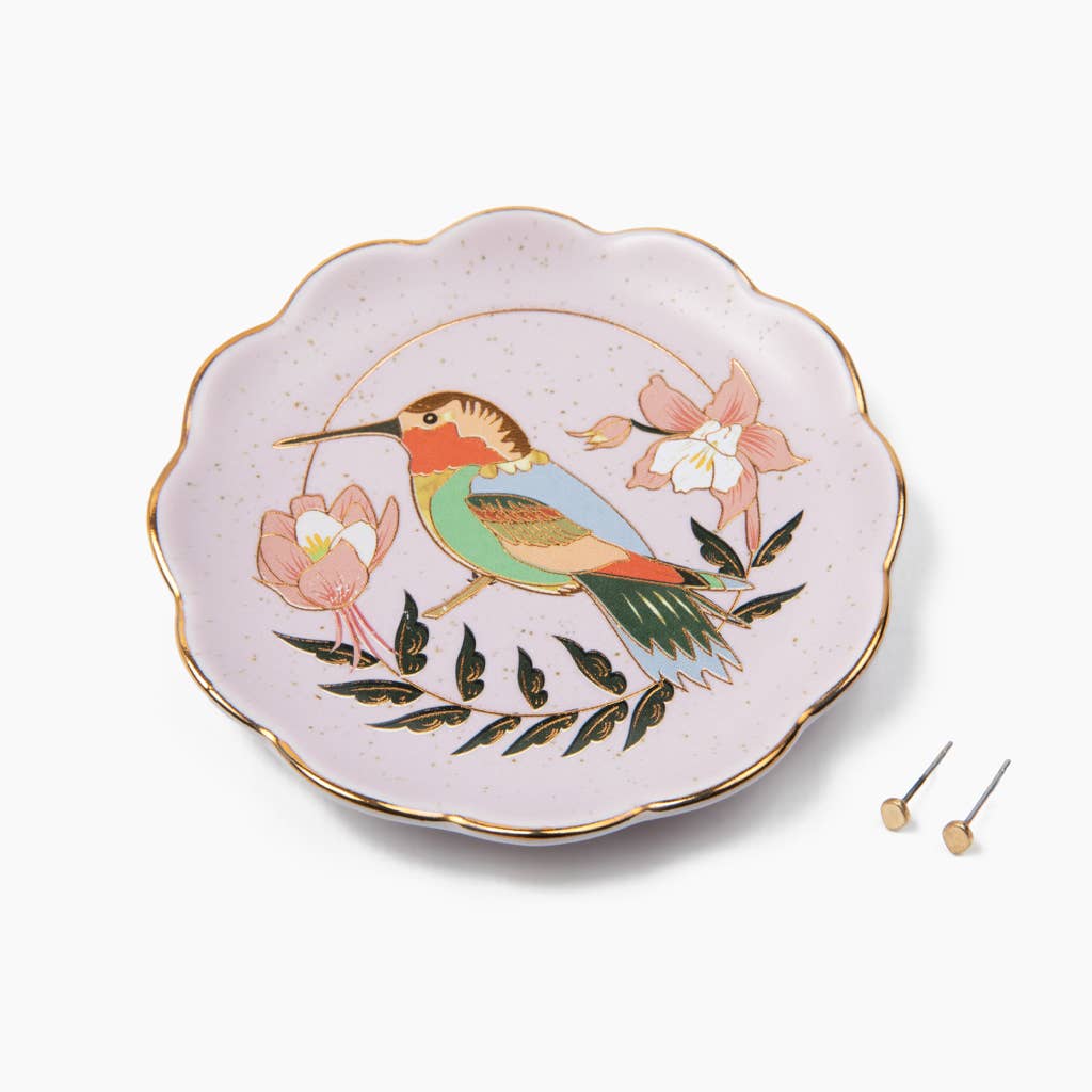 Scout Curated Wears - Jewelry Dish & Stud Earring Set - Hummingbird/Lavender