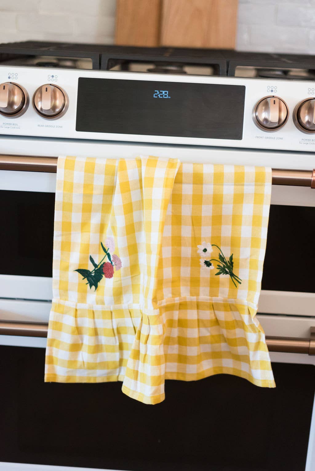 Galley and Fen - Yellow Ruffled Gingham Dish Towel: