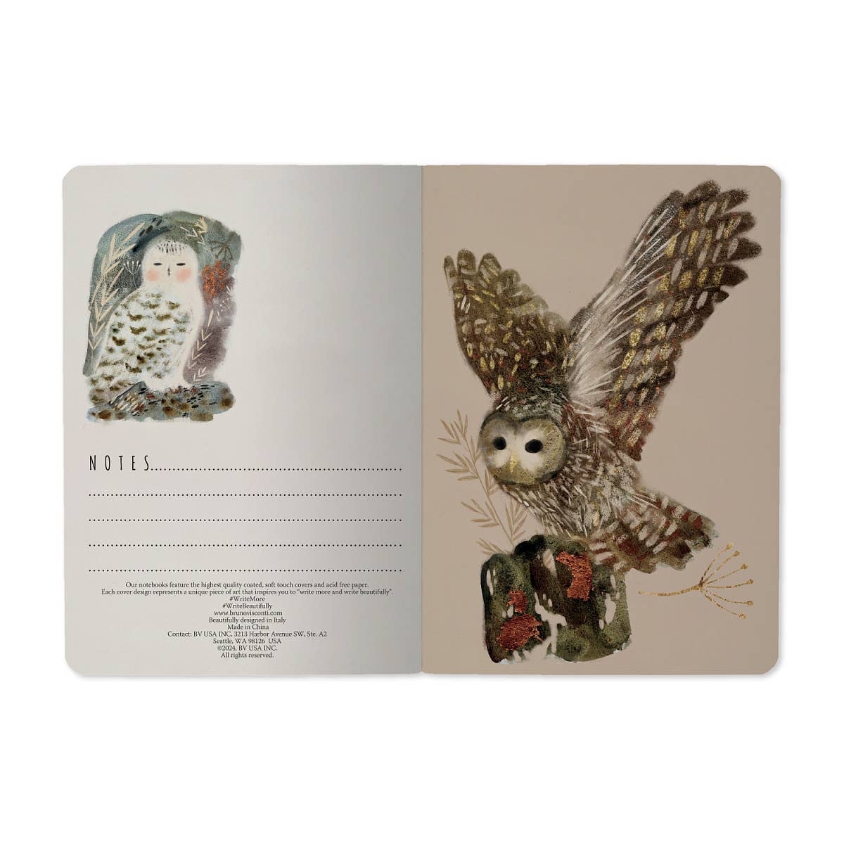 BV by Bruno Visconti - Small Notebook  Owls 