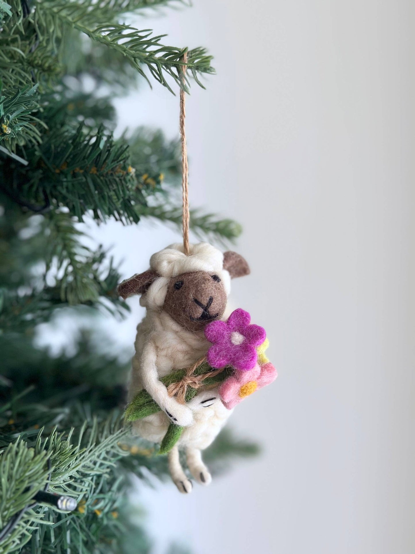 Deer Harbour Design - Santa's Little Helper Sheep Ornament: Holding Wreath