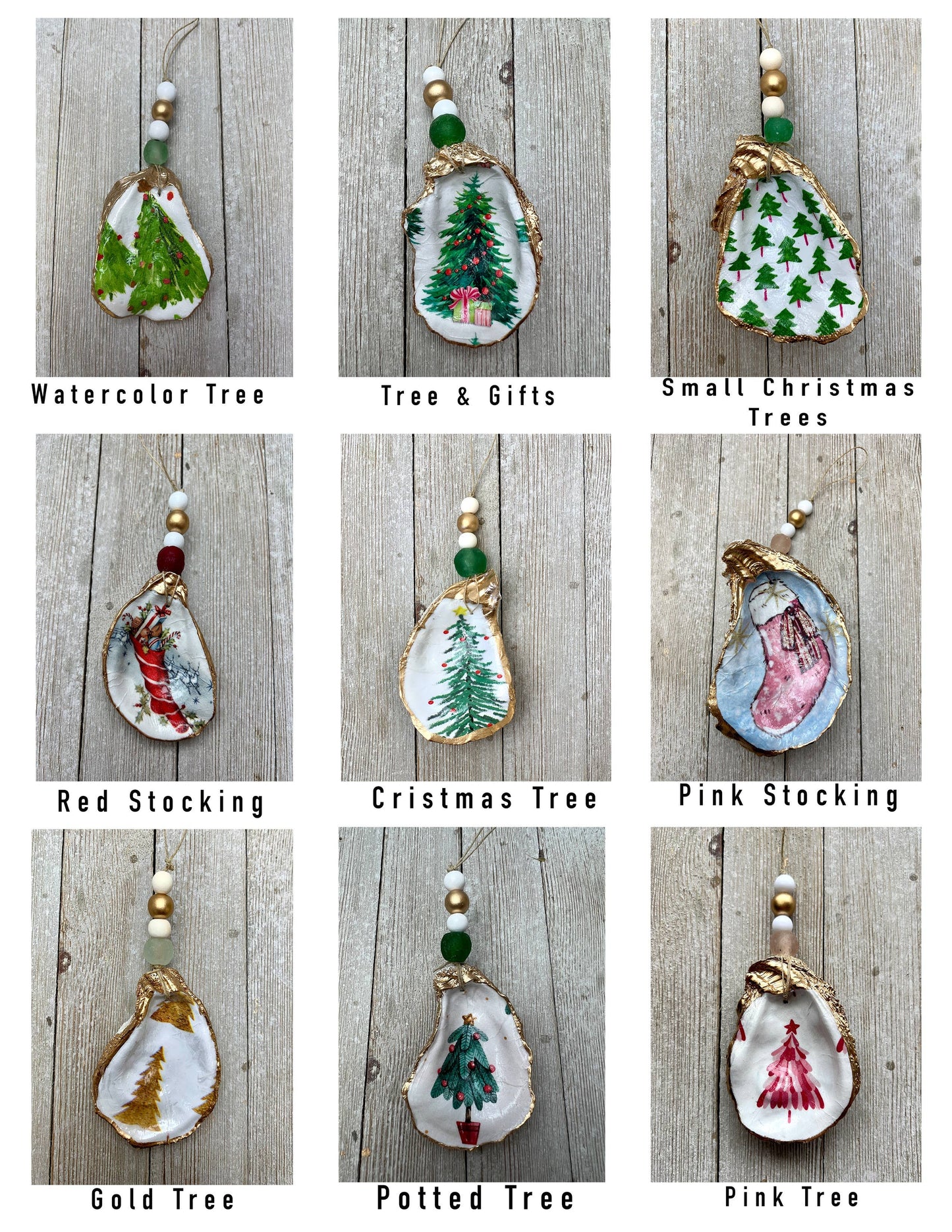 Oyster Ornaments- Decoupage Christmas Designs: Turtle Doves