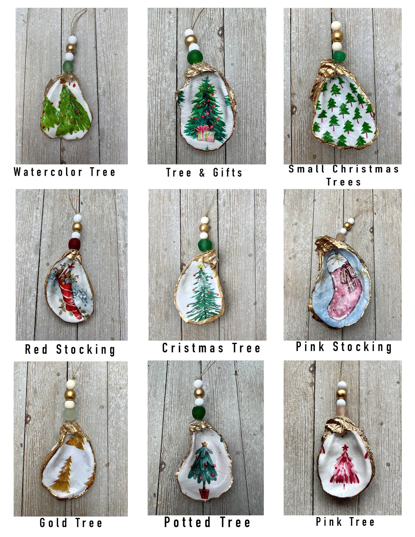 Oyster Ornaments- Decoupage Christmas Designs: Ginger Jar Tree