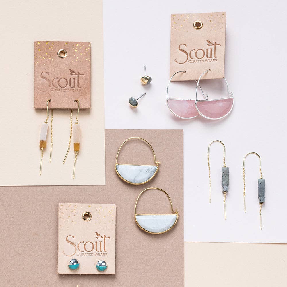 Scout Curated Wears - Stone Prism Hoop - Rose Quartz/Gold