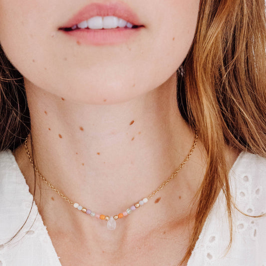 Nest Pretty Things - Dainty Moonstone Pastel Necklace