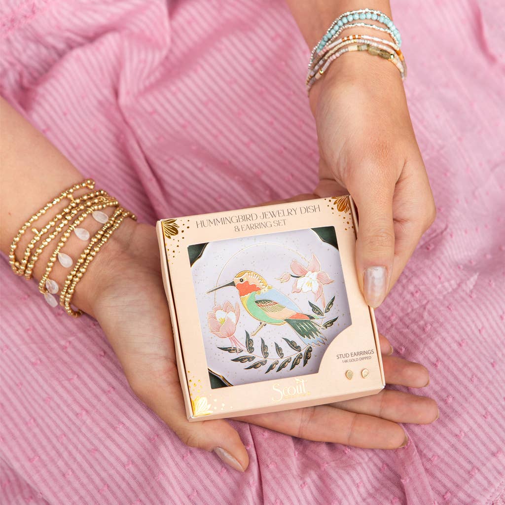 Scout Curated Wears - Jewelry Dish & Stud Earring Set - Hummingbird/Lavender