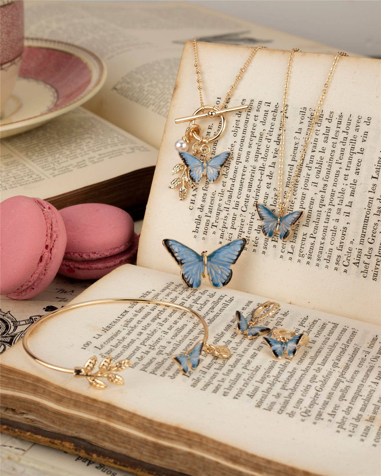 Fable England - FABLE Enamel Blue Butterfly Huggie Earrings: Matchbox - Perfect for Gifting