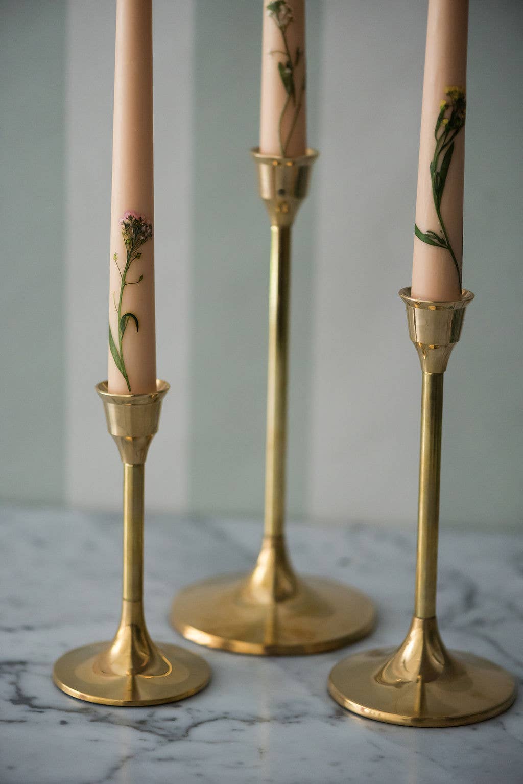 Galley and Fen - Floral Inlaid Tapered Candles - Set of 3