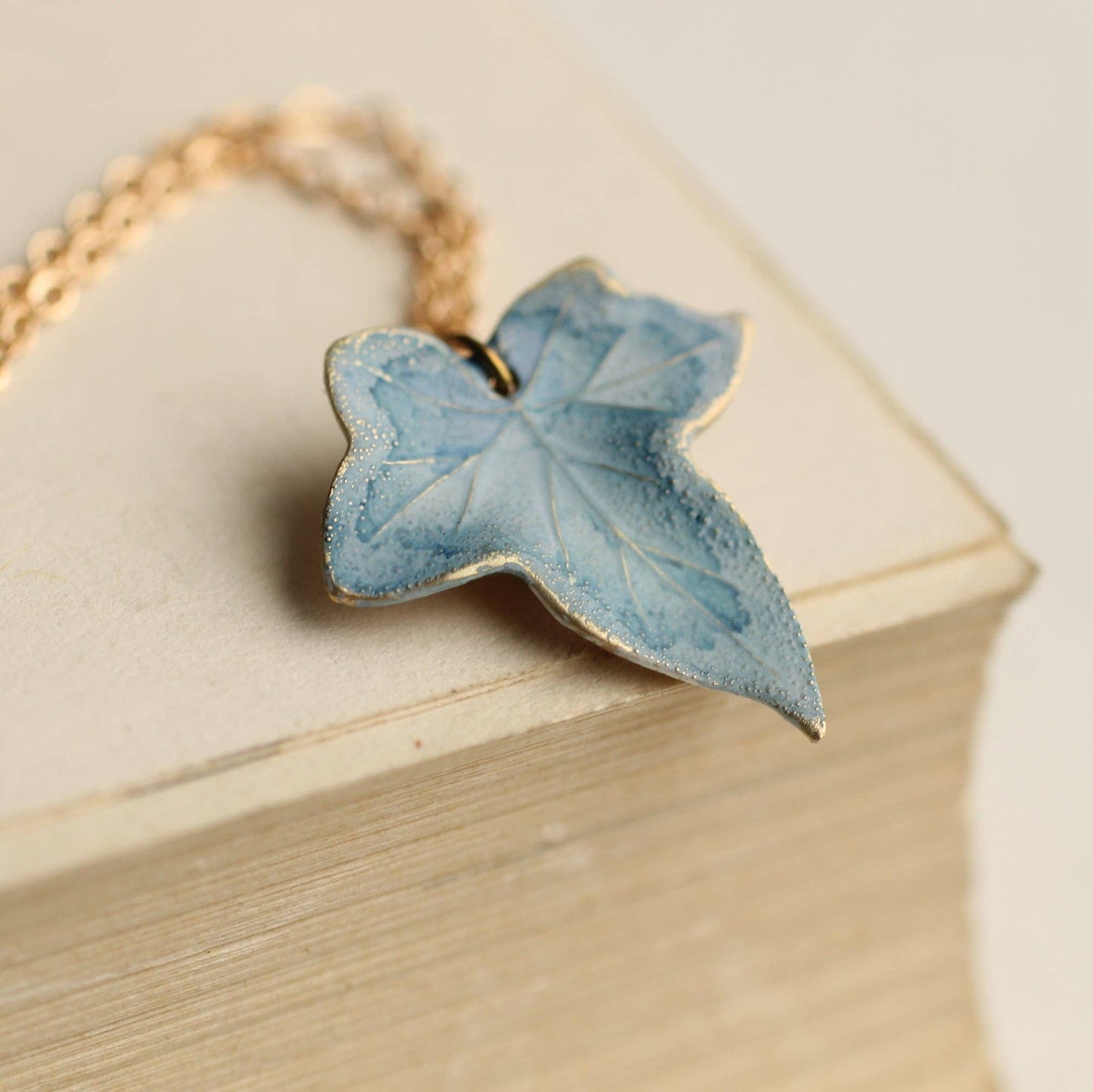 Silk Purse, Sow's Ear - Blue Ivy Leaf Necklace: 16"