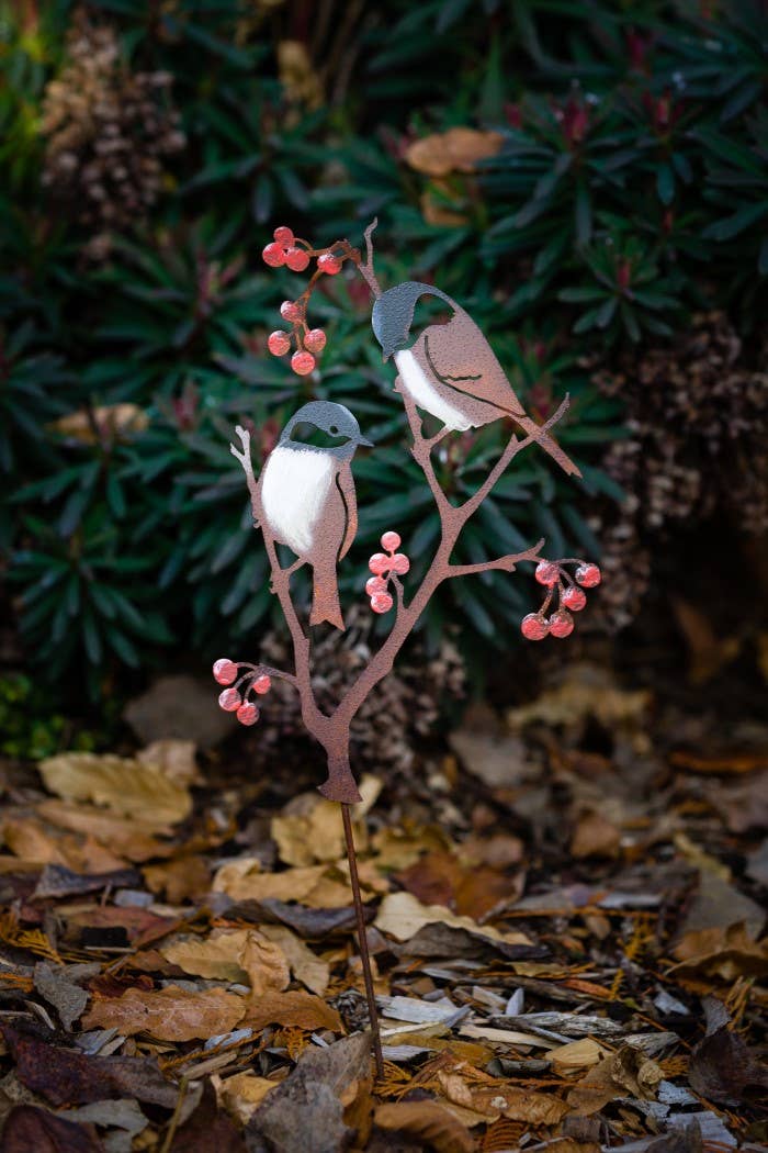 Elegant Garden Design - Chickadees & Berries Pick -Painted