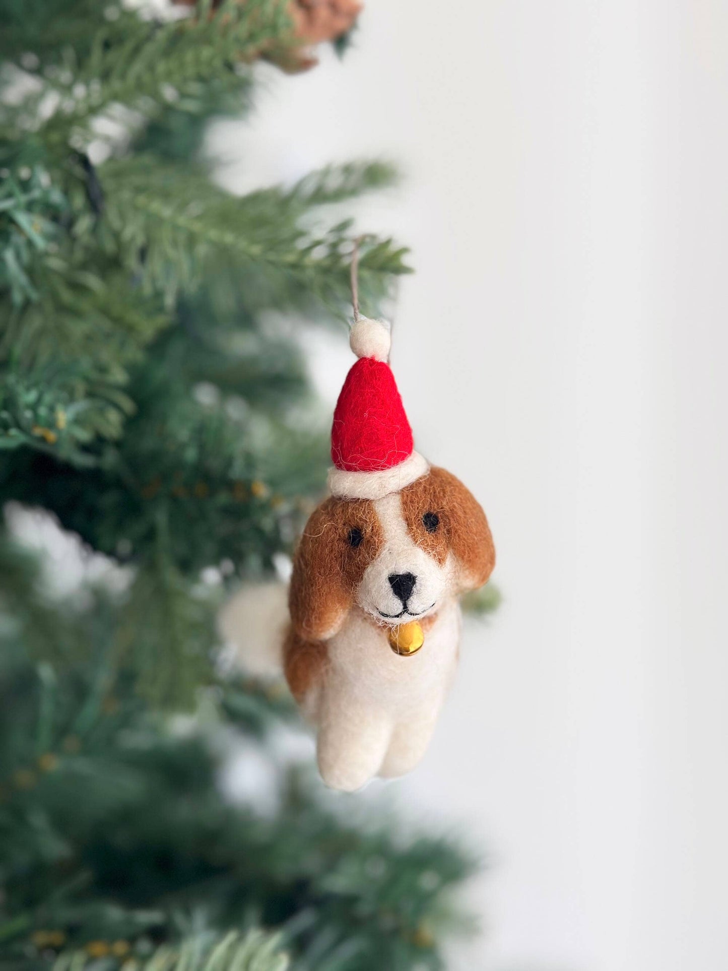 Deer Harbour Design - Felt Ornament - Cavalier King Charles Spaniel Dog: With Christmas Hat