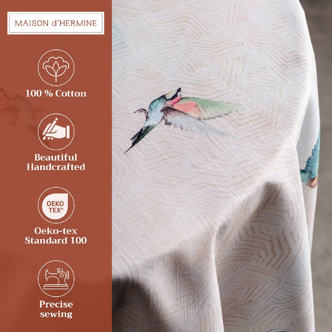 Maison d'Hermine - Design in Every Thread - Tablecloths 100% Cotton - 3 Shapes - Flying Birds