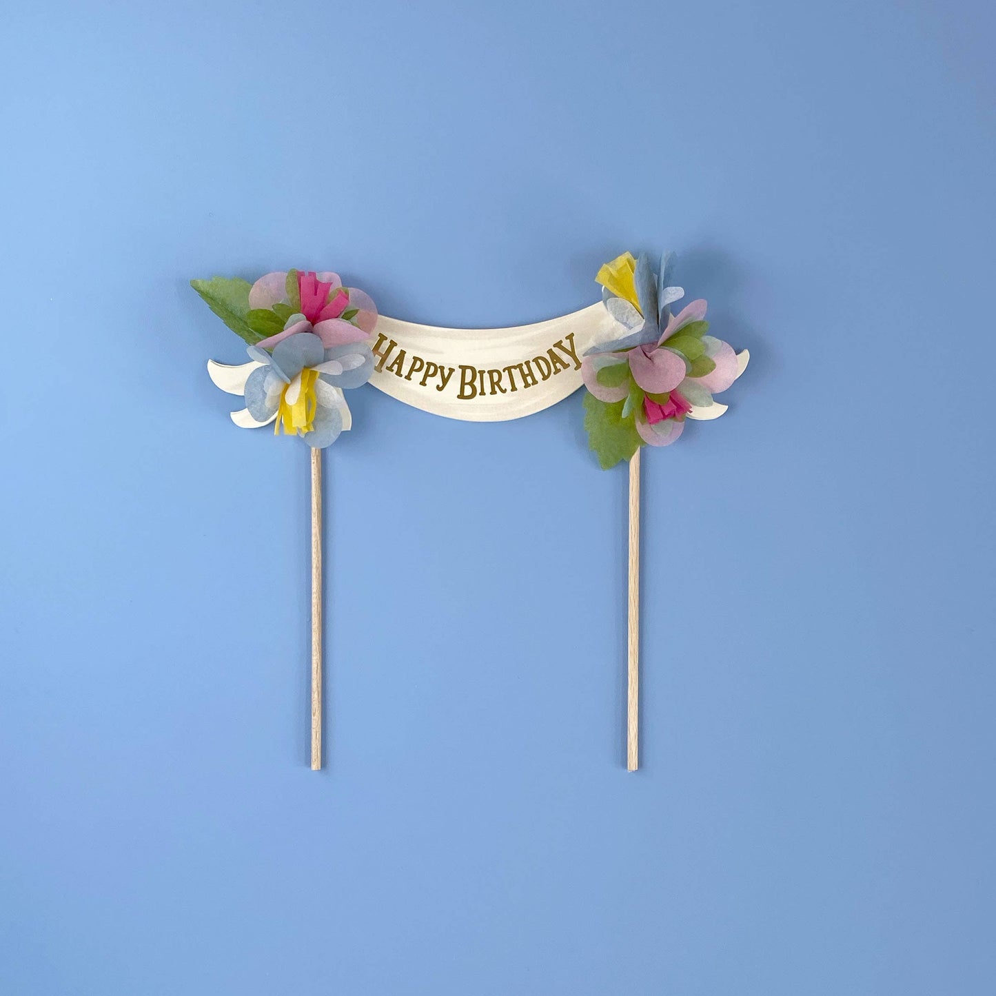 The First Snow - Happy Birthday Cake Topper Multi-Color Paper Flowers