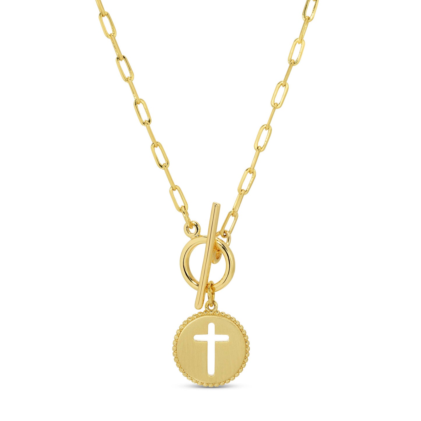 Splendid Iris - Cross Paperclip Toggle Necklace