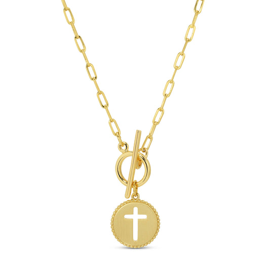 Splendid Iris - Cross Paperclip Toggle Necklace