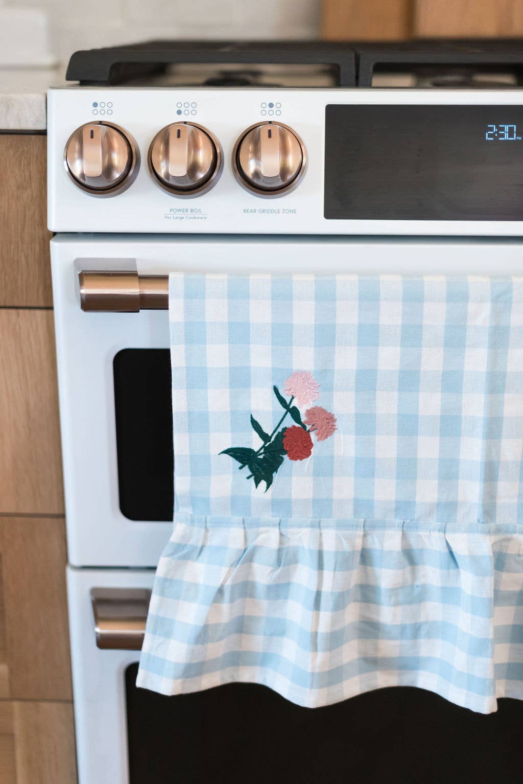 Galley and Fen - Blue Ruffled Gingham Dish Towel: blue