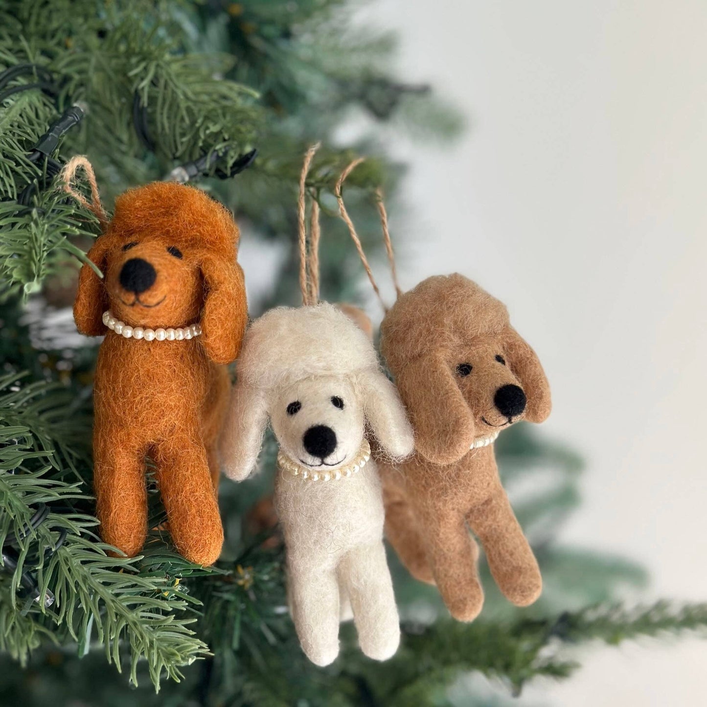 Deer Harbour Design - Felt Ornament - Poodle Ornament: Cream poodle