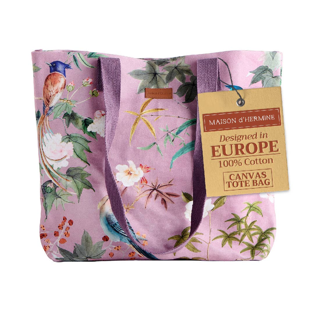 Maison d'Hermine - Design in Every Thread - Canvas Tote Bag 100% Cotton Hokuzai - Violet - 17.7" x 14.5"