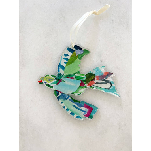 Lauren Dunn - Green Bird In Flight Ornament