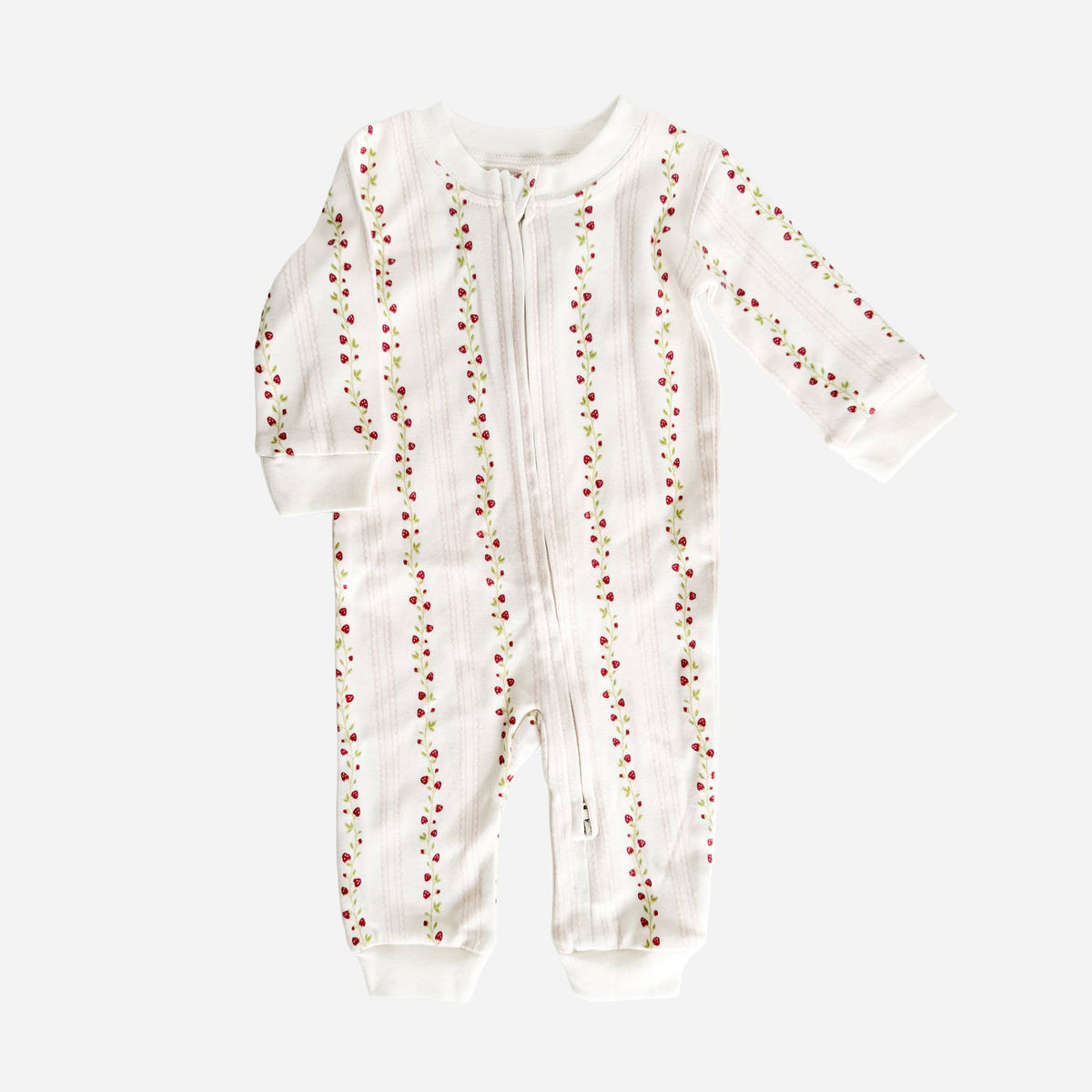 The Blueberry Hill - Organic Cotton Zipper Romper Strawberry Baby Zipper