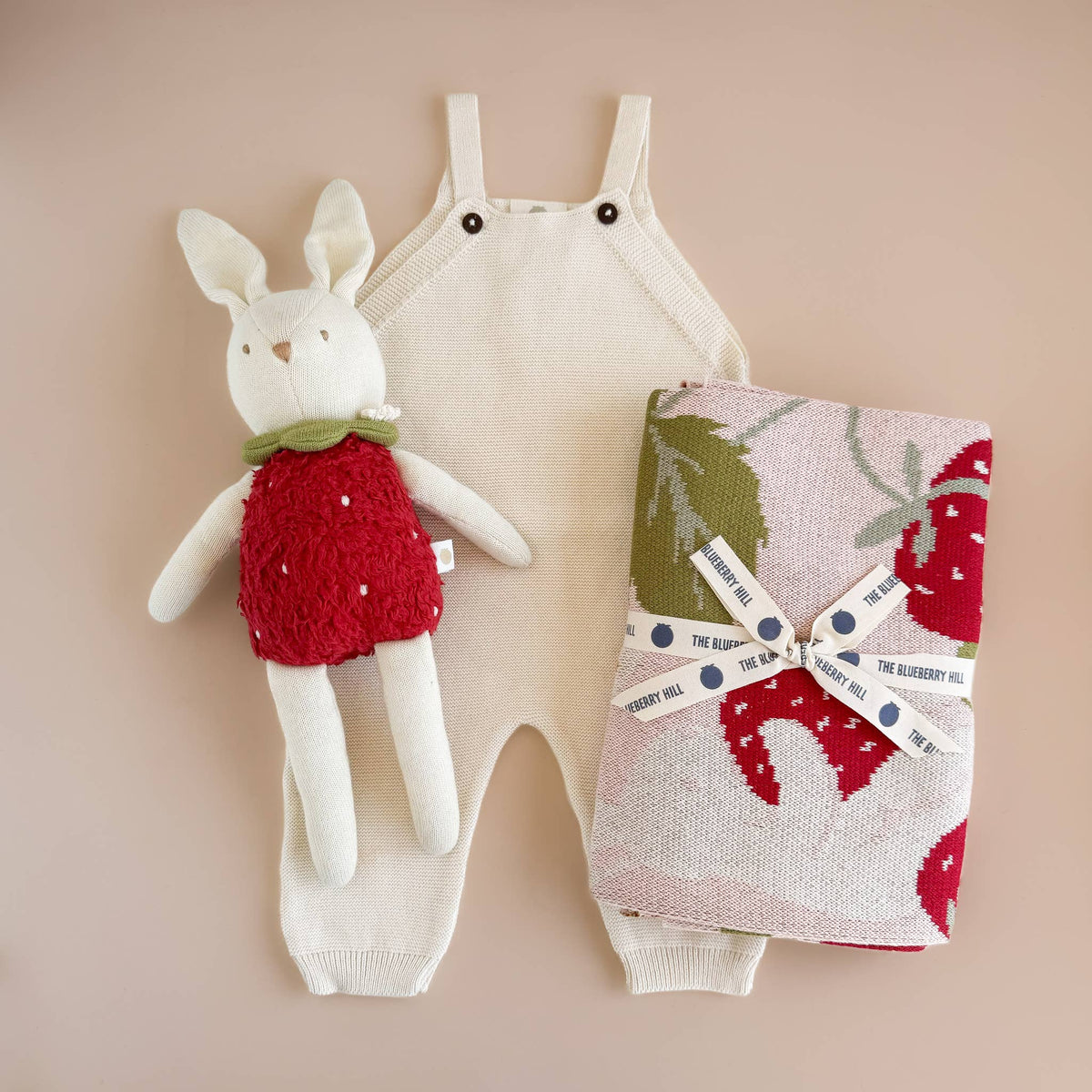 The Blueberry Hill - Blanket Strawberry Bunny Organic Baby Decor Summer Gift