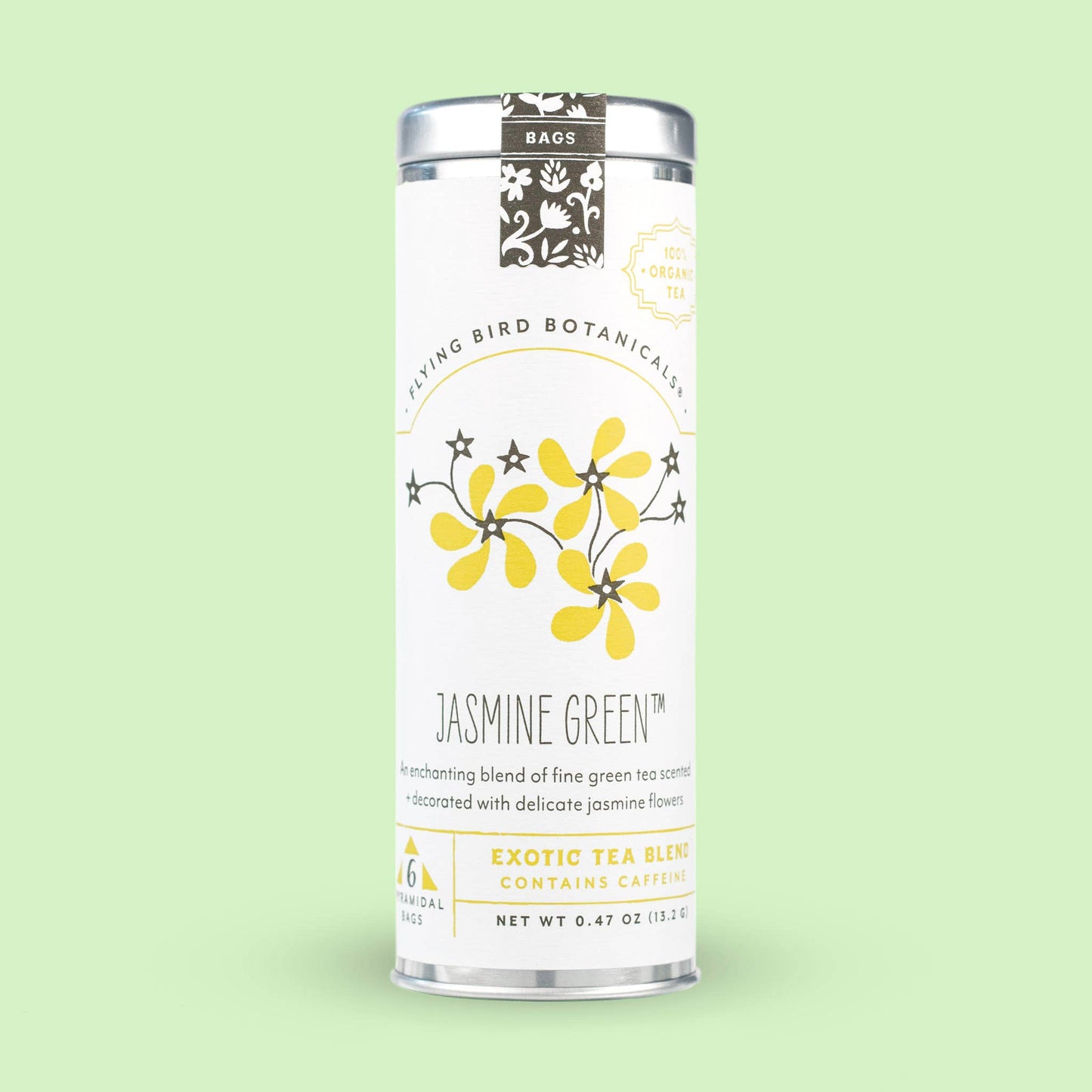 Flying Bird Botanicals - Jasmine Green – 6 Tea Bag Tin