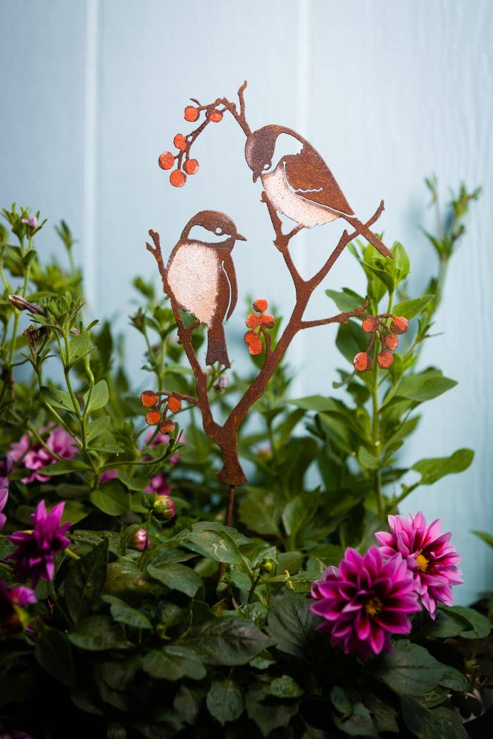 Elegant Garden Design - Chickadees & Berries Pick -Painted