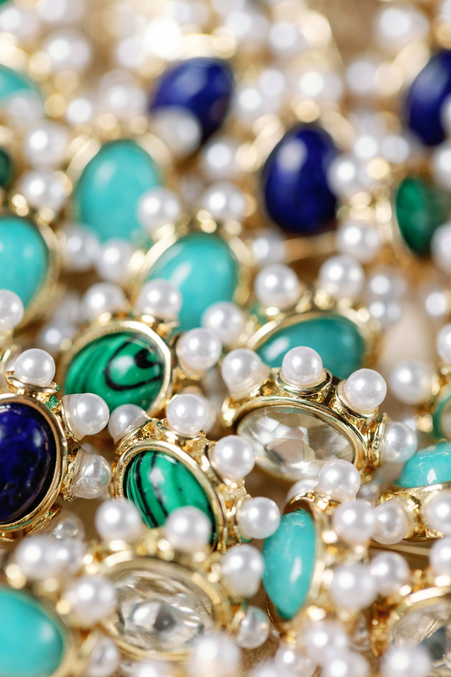 St Armands Designs of Sarasota - Green Malachite and Pearl Oval Stud Earrings