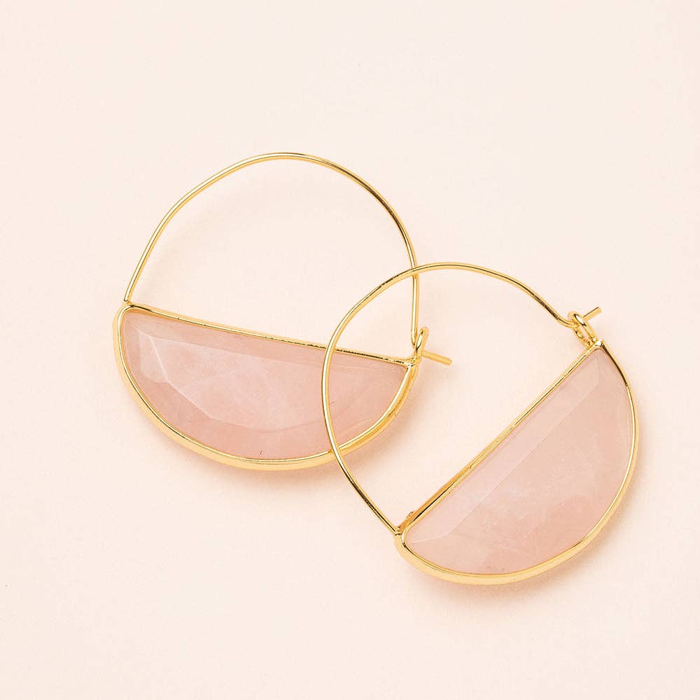 Scout Curated Wears - Stone Prism Hoop - Rose Quartz/Gold