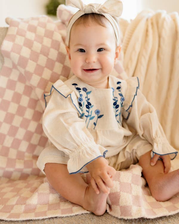 Viverano Organics - Atrani Embroidered Baby Romper & Headband (Organic)