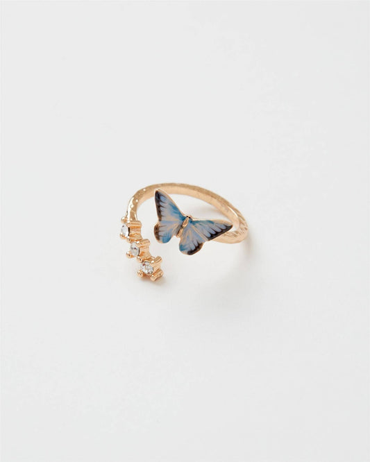 Fable England - FABLE Enamel Blue Butterfly Ring: Matchbox - Perfect for Gifting