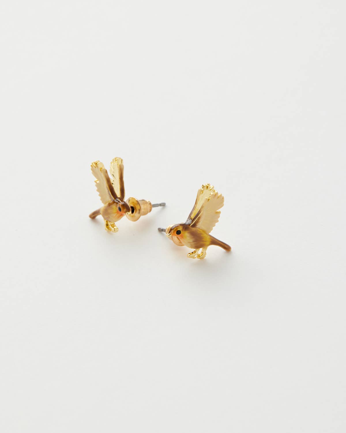 Fable England - FABLE Enamel Flying Robin Stud Earrings