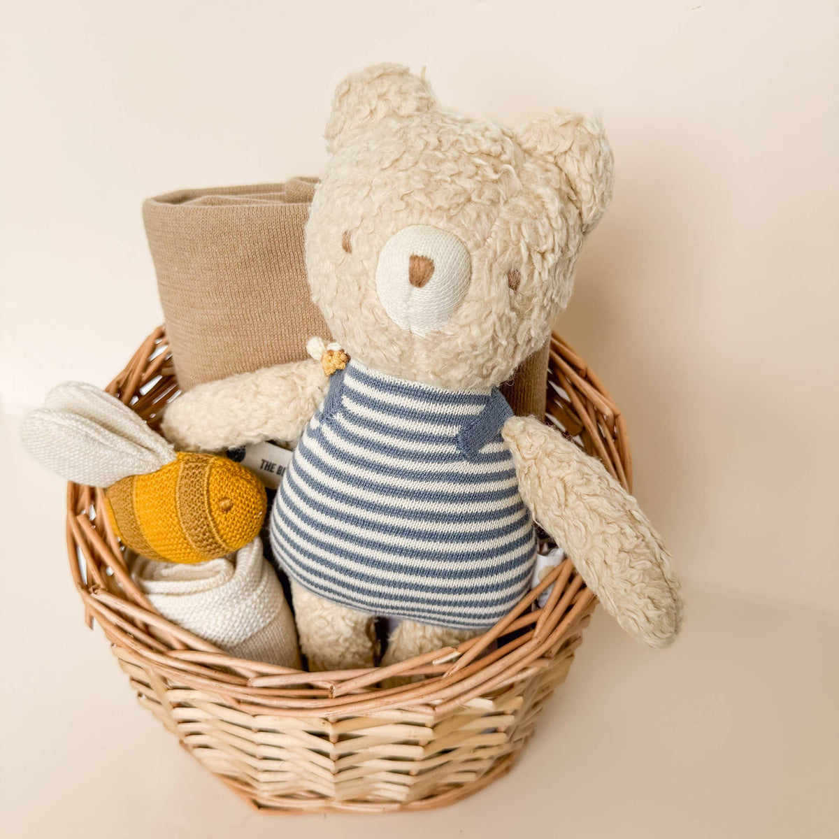 The Blueberry Hill - Lovey Bee Cream Baby Gift Blanket Toy Spring Cuddle Cloth