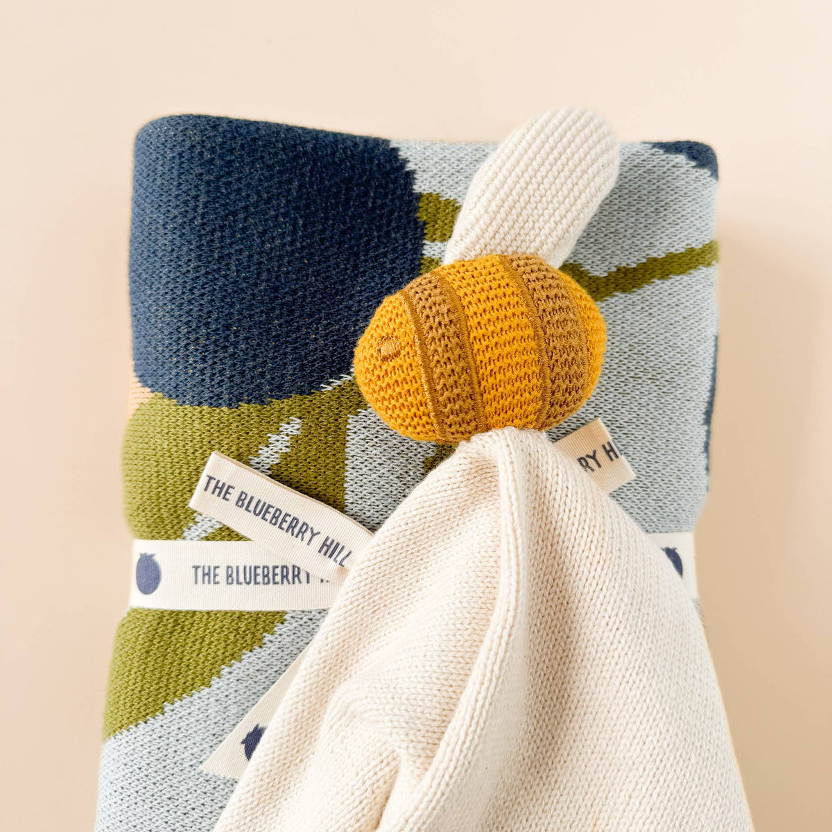 The Blueberry Hill - Lovey Bee Cream Baby Gift Blanket Toy Spring Cuddle Cloth