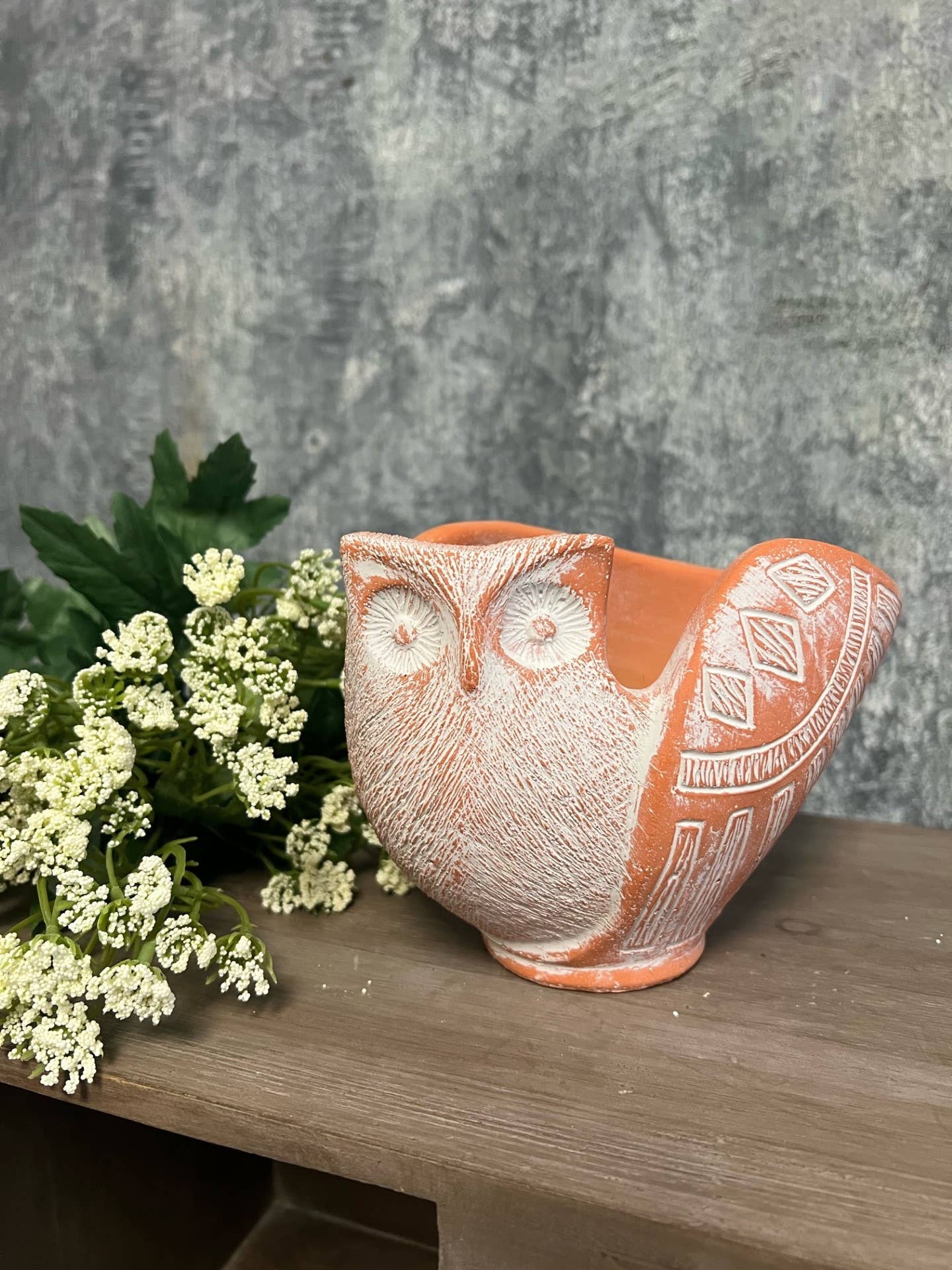 CEMENT OWL PLANTER: Large