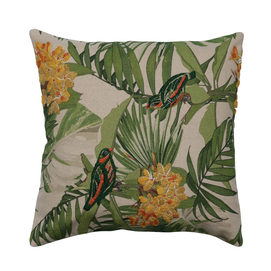 Embroidered Outdoor Pillow