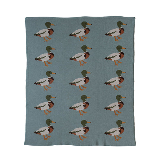 Cotton Knit Baby Blanket w/ Ducks, Multi Color