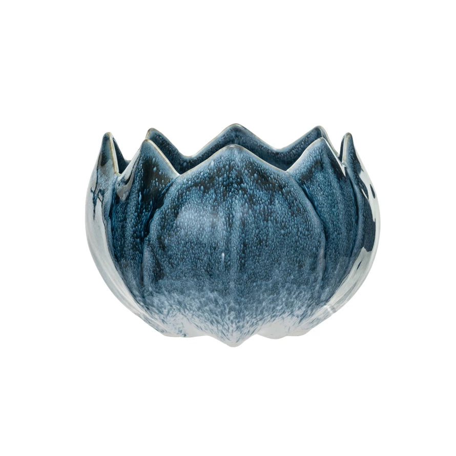 Blue Flower Stoneware Planter