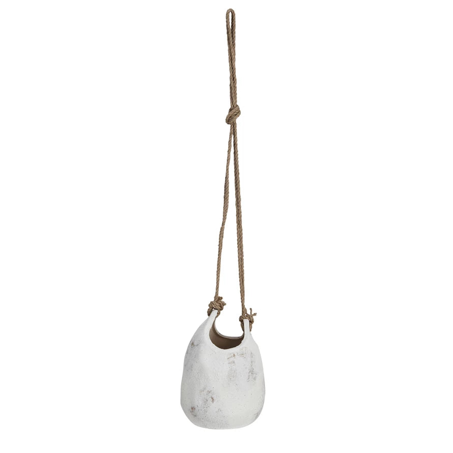 Med Hanging Coarse Stoneware Planter w/ Jute Rope Hange (Copy)