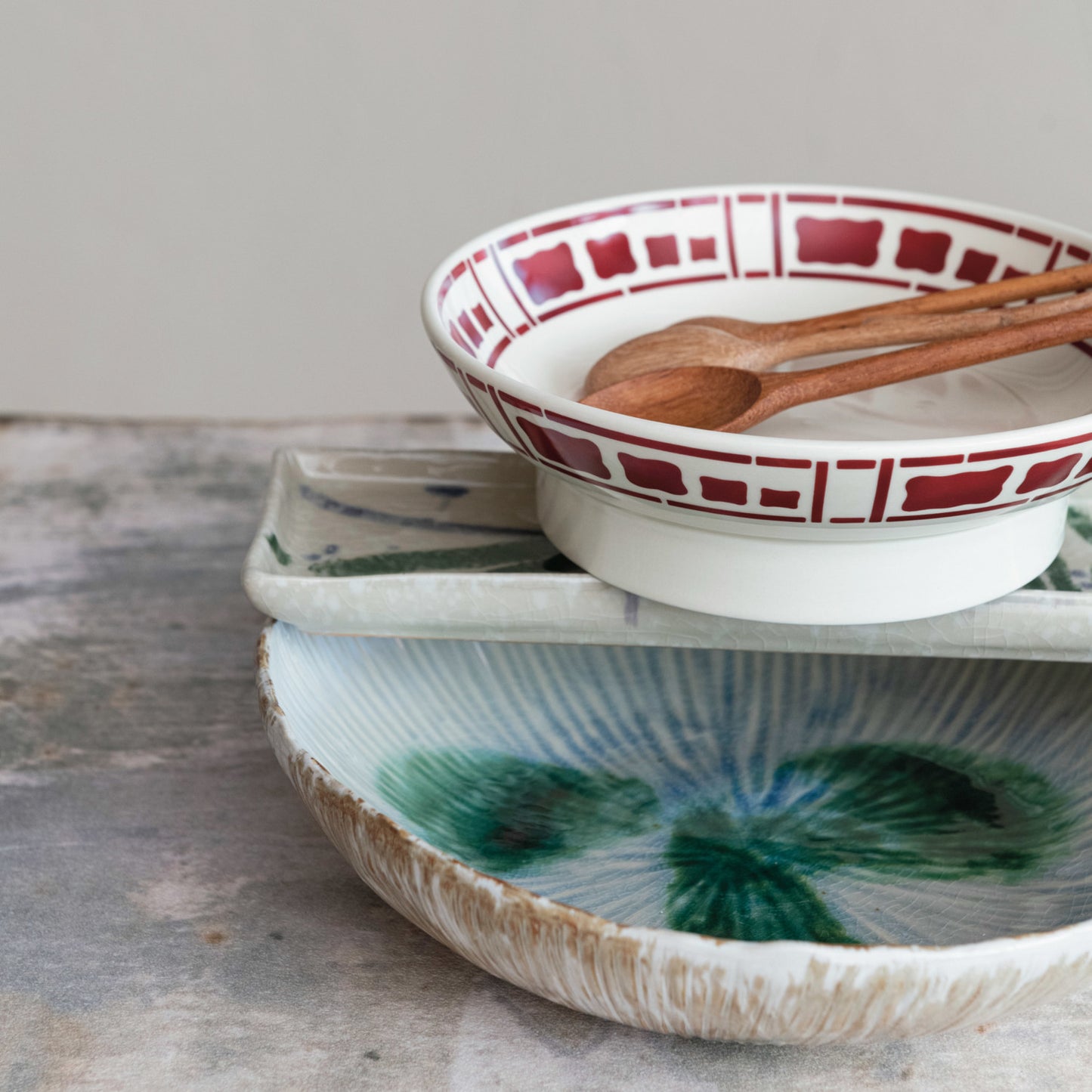 Stoneware Reactive Glaze Bowl Green