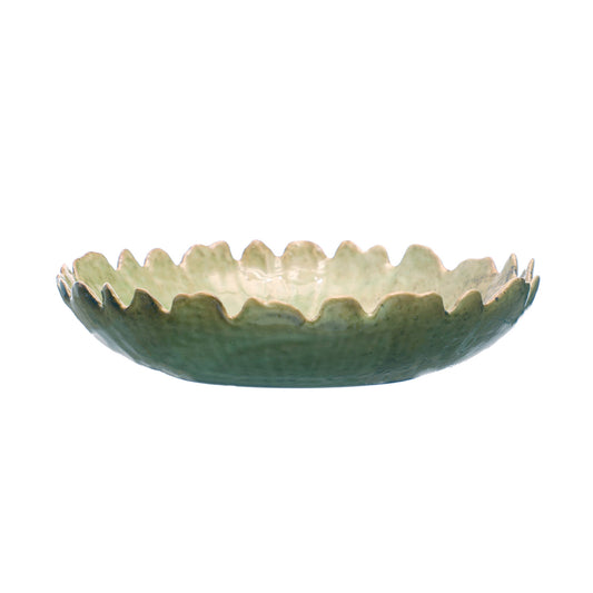 Stoneware Platter w/ Scalloped Edge (Each One Will Vary)