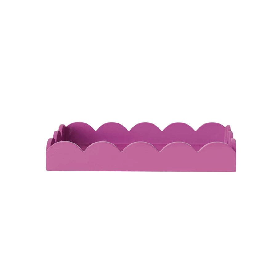 Pink Lacquered Scalloped Tray