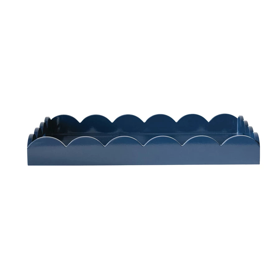 Navy Lacquered Scalloped Tray