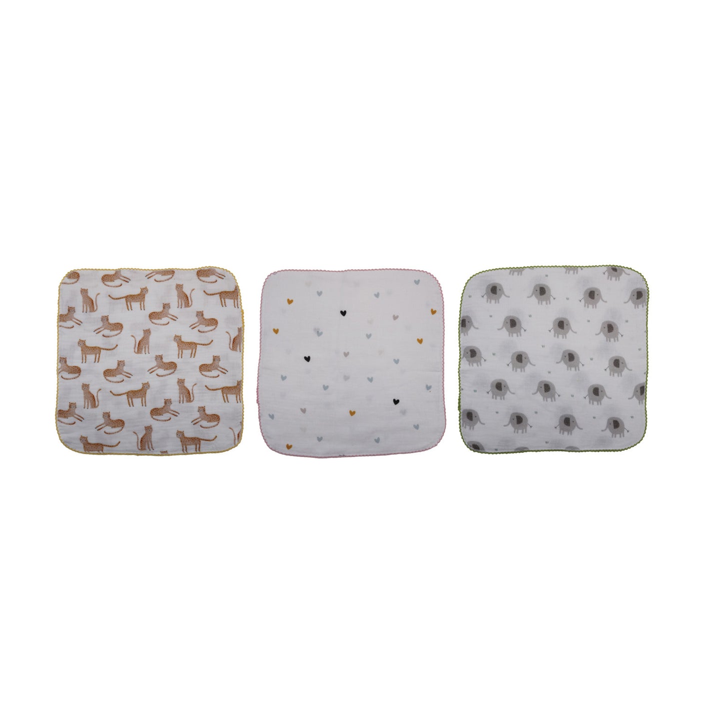 Cotton Double Cloth Burp Cloth with Crochet Trim, 3 Styles