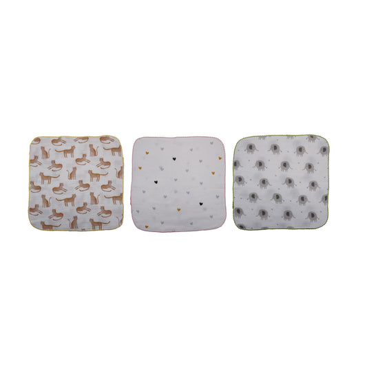 Cotton Double Cloth Burp Cloth with Crochet Trim, 3 Styles