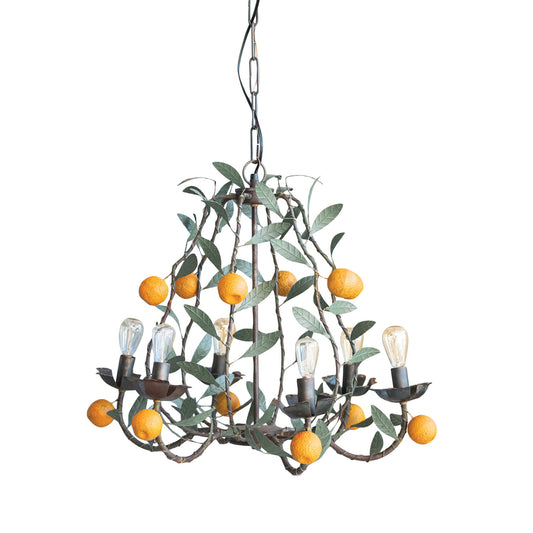 Vintage Reproduction Toleware Chandelier, 6' Chain & 6' Cord