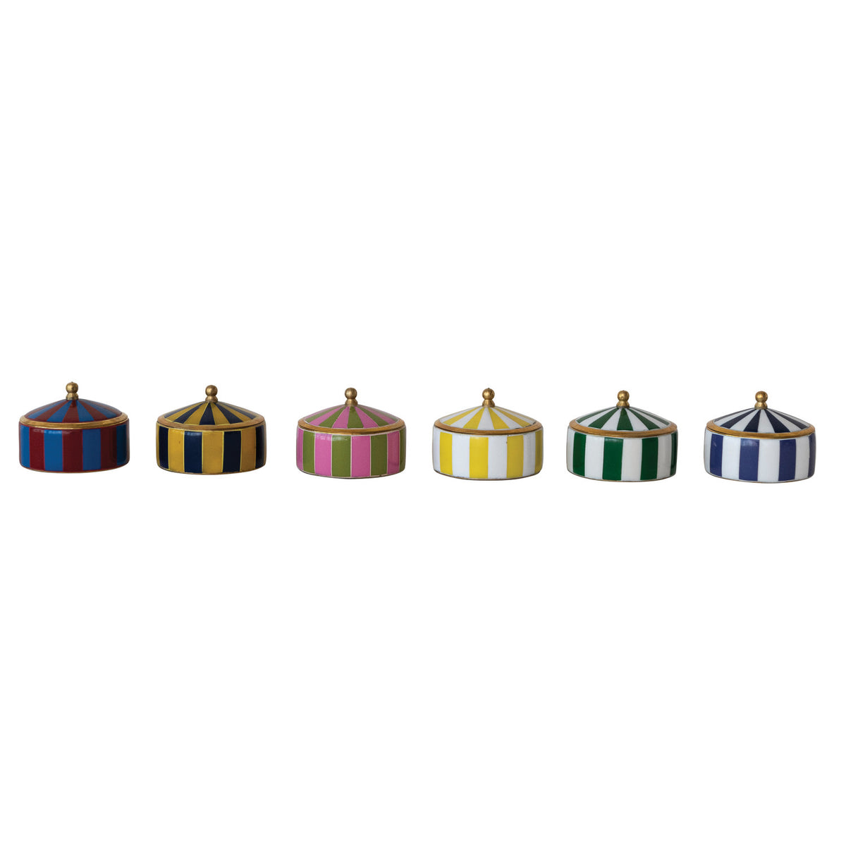 Brass & Resin Striped Box, 6 Colors