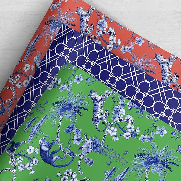 Loralee Lewis - Chinoiserie Jungle Blue II Collection Gift Wrap