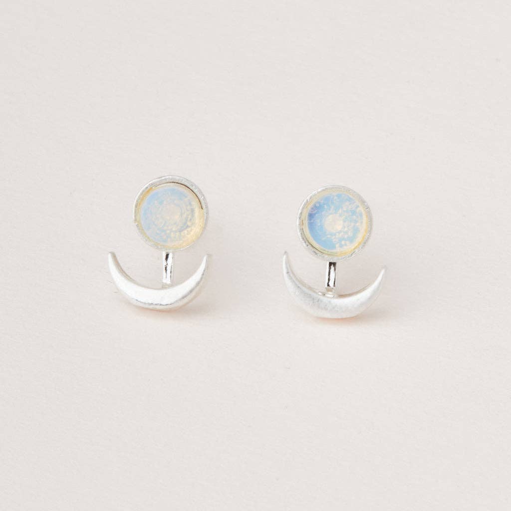 Scout Curated Wears - Stone Moon Phase Ear Jacket - Opalite/Silver