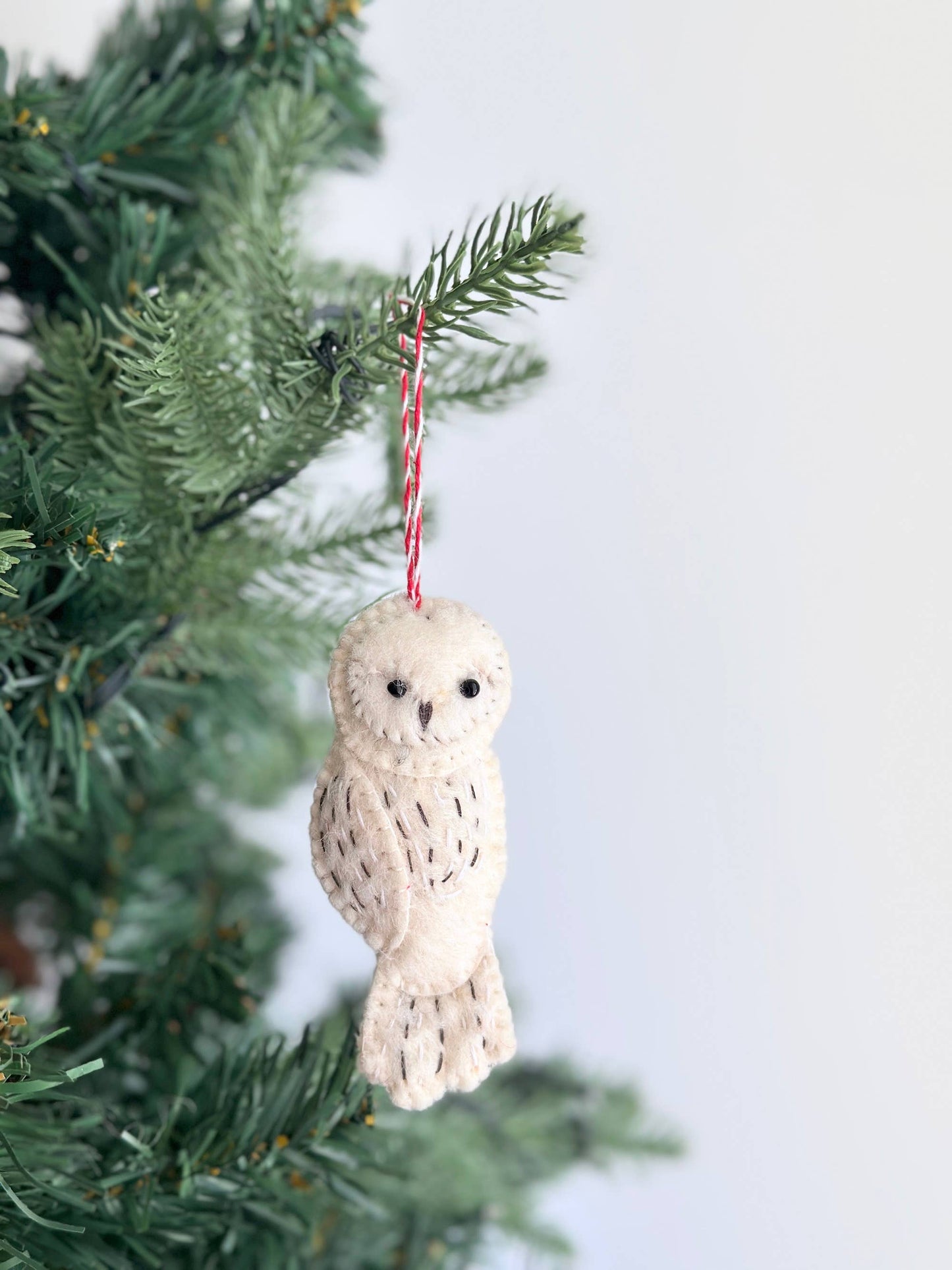 Deer Harbour Design - Hand-Stitched Owl Ornament: Orange