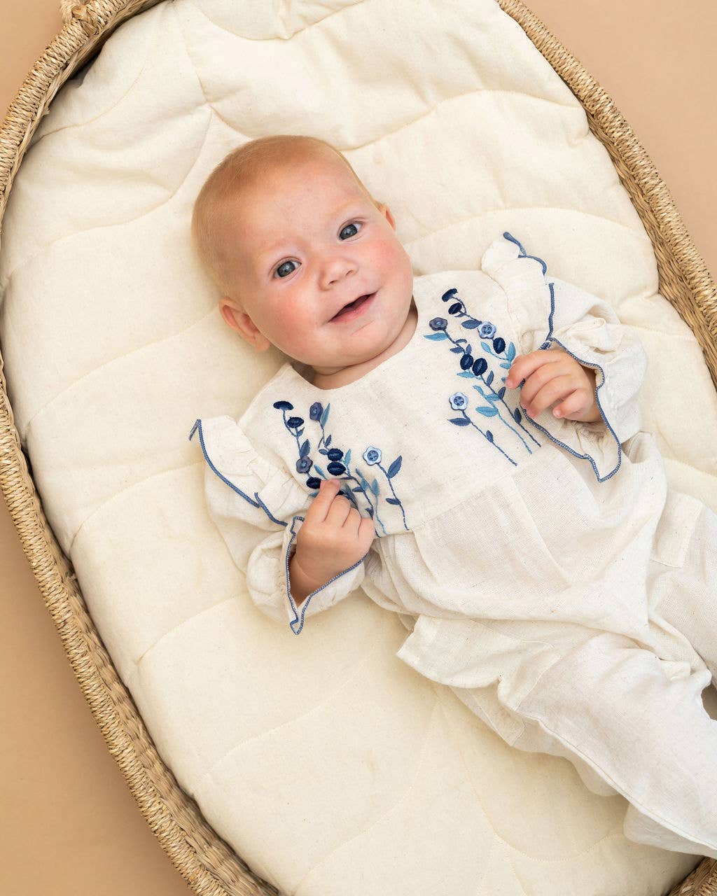 Viverano Organics - Atrani Embroidered Baby Romper & Headband (Organic)